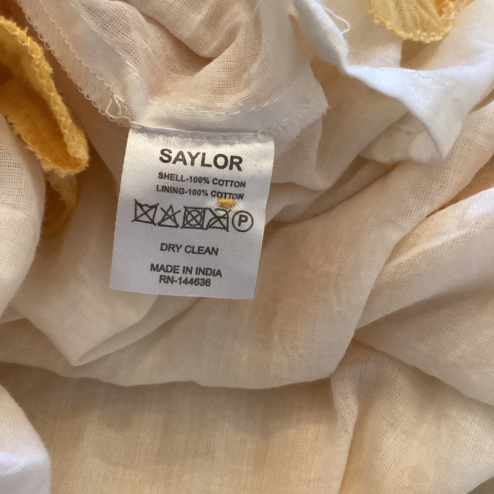 Saylor Saya Checkered Smocked Mini Dress size Medium Yellow & White Lined - Picture 11 of 11